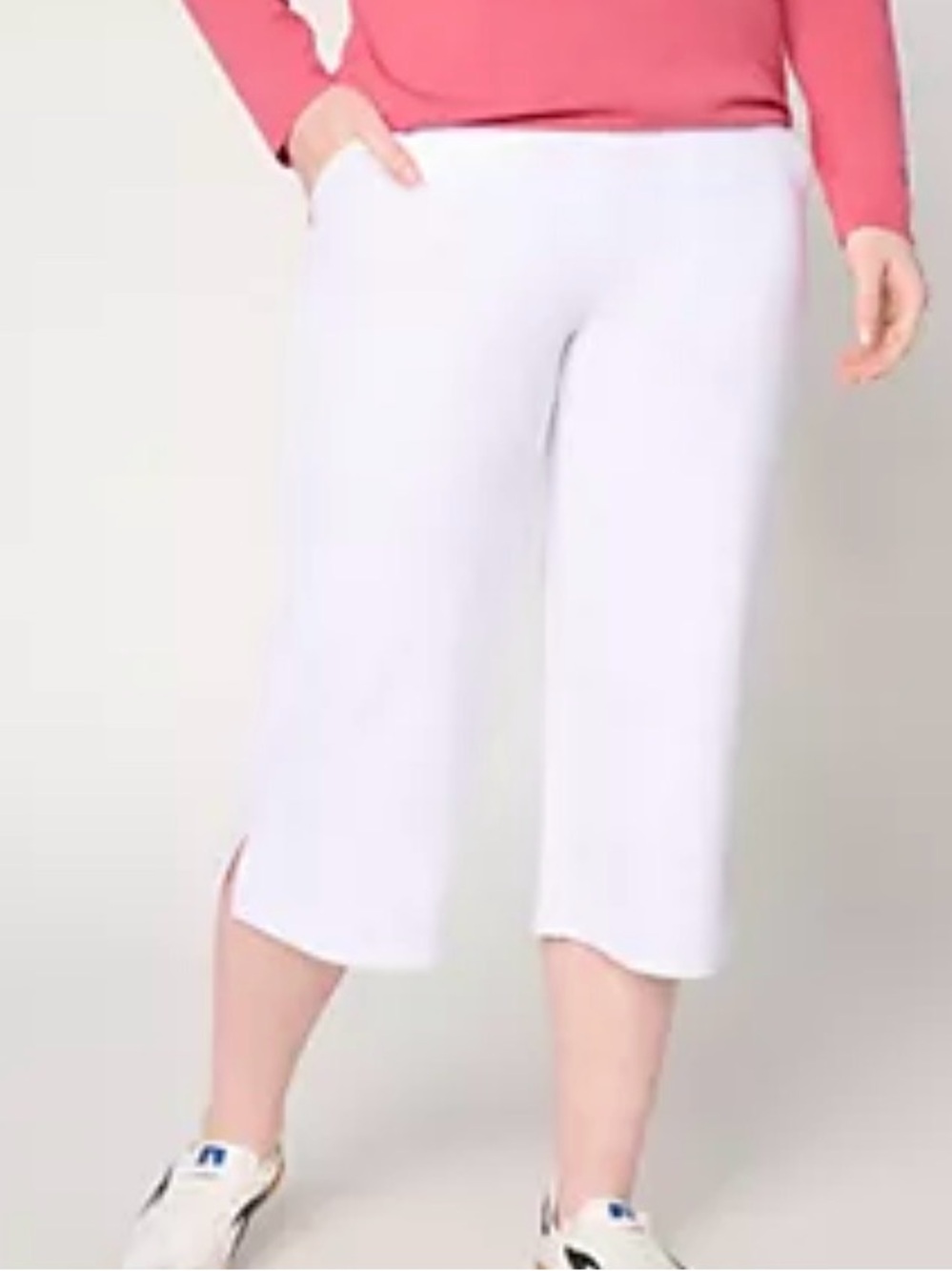Denim & Co. Active Regular French Terry Wide Leg Capris w/ Side Slits Sz Medium